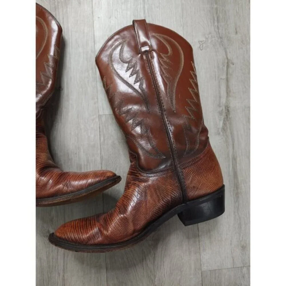 Vintage Sedona Cowboy Western Boots Teju Lizard Iguana Skin‎ Mens 9.5M